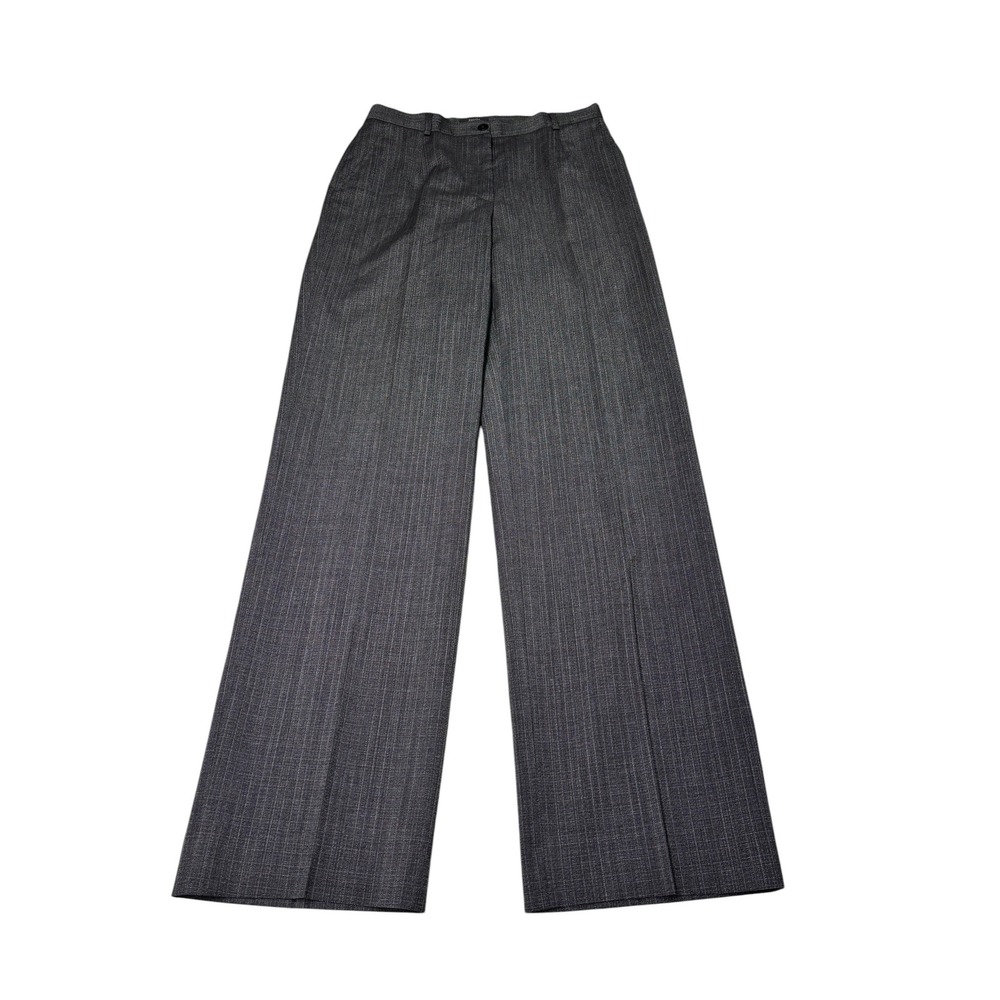 Zanella Italy Womens 8 30X33 Charcoal Grey Pinstripe 100% Wool Wide Leg Trousers